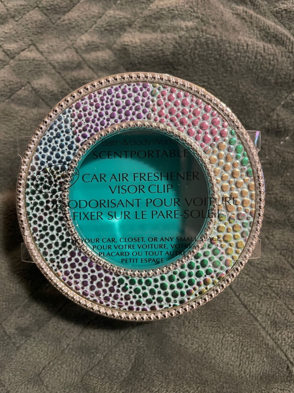 NEW - Bath & Body Works Turquoise & Multicolor Car Freshener Visor Clip